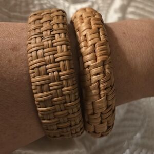 Rafia Woven Tan Bangle Bracelets